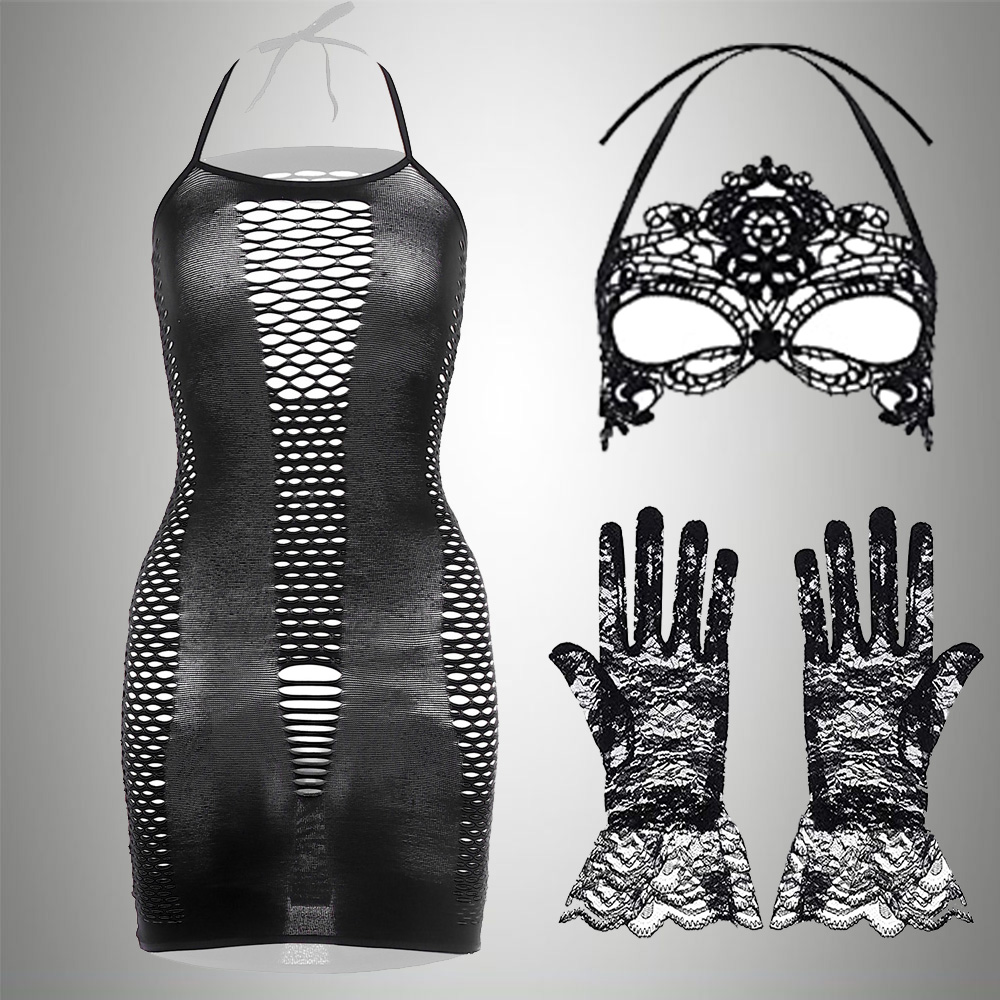 Bodystocking Fishnet - 3 IN 1 Set abito esotico